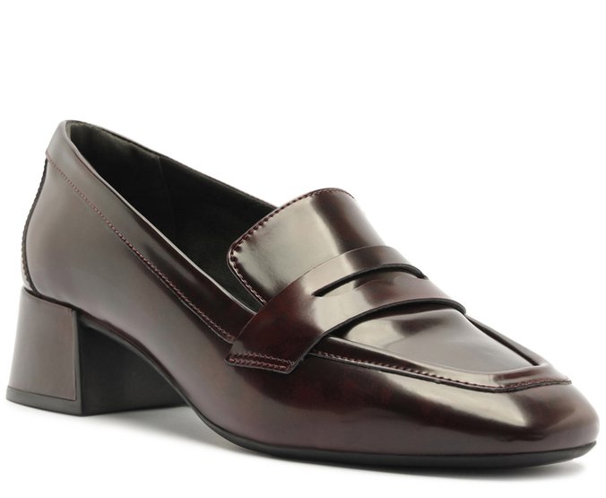 Mocassim Salto Bloco Loafer Vermelho