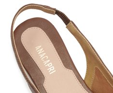 Sapatilha Slingback Bico Fino Flor Marrom