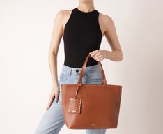 Bolsa Shopping Grande Porta-Catão Pespontado Marrom
