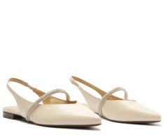 Sapatilha Slingback Tira Glam Branca