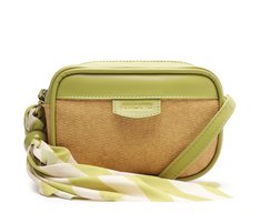 Bolsa Tiracolo Média Raffia Com Lenço Verde