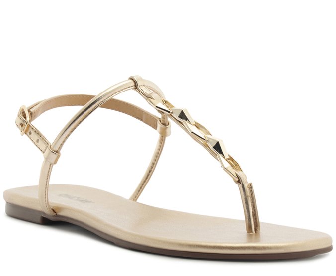 Sandália Rasteira Slim Metal Dourada