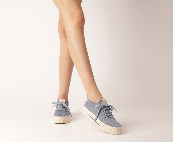 Tênis Knit Sola Alta New Alê Azul