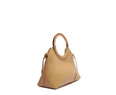 Bolsa Tiracolo Pequena Alça Metal Bege