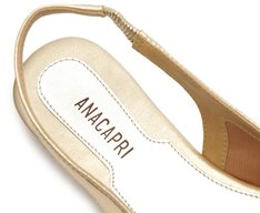 Sapatilha Slingback Bico Fino Flor Dourada