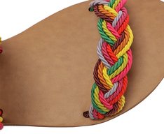 Rasteira Duas Tiras Entrelaçadas Multicolor