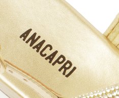 Sandália Slim Pedrarias Dourada Salto Bloco