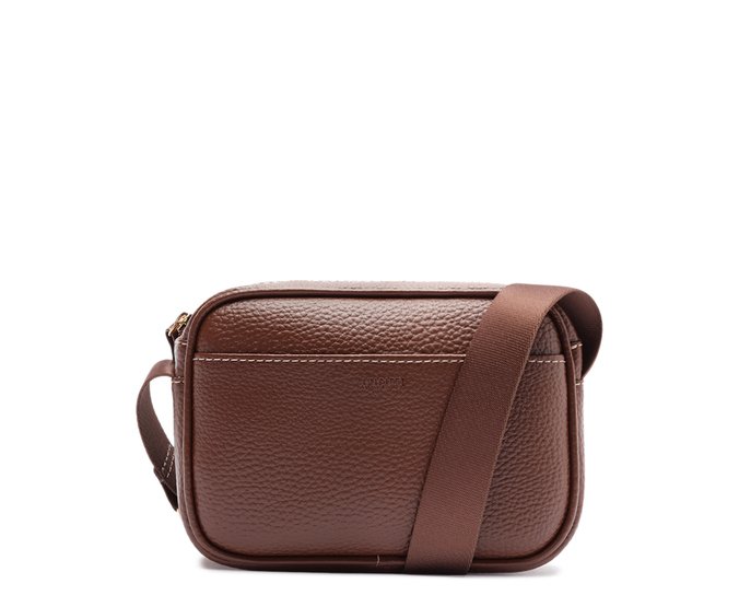 Bolsa Tiracolo Pequena Alça Gorgurão Marrom