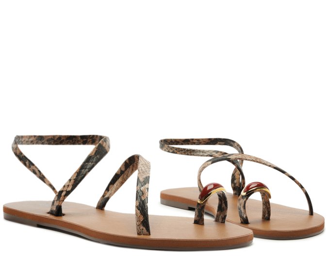 Sandália Rasteira De Dedo Pedraria Animal Print Anacapri