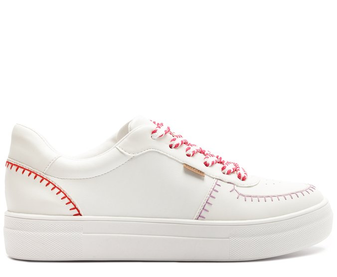 Tênis Pespontos Rosa Ayla Branco
