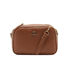Bolsa Tiracolo Pequena Arredondada Porta Cartão Marrom