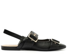 Sapatilha Slingback Tiras Fivela Preta