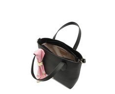 Bolsa Tote Média Lenço Estampado Preta
