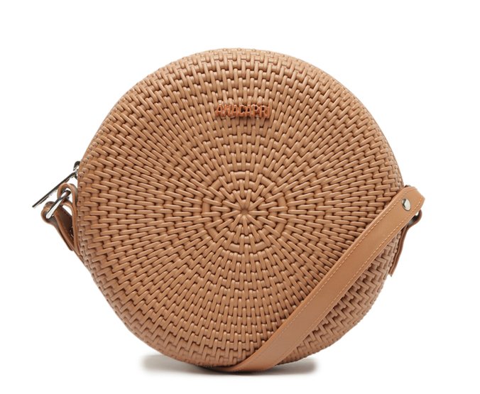Crossbody Marrom Redonda Texturizada