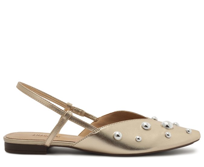 Sapatilha Slingback Maxi Tachas Dourada