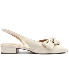 Sapatilha Slingback Maxi Laço Salto Bloco Branca