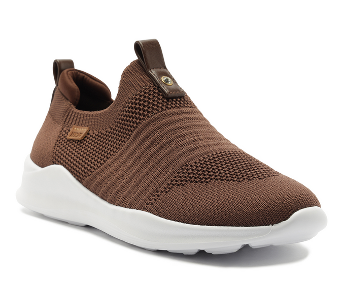 Tênis Slip On Streech Jogging Knit Marrom