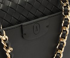Bolsa Tiracolo Pequena Aba Tressê Preta