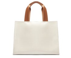 Bolsa Shopping Grande Com Necessaire Bicolor Branca