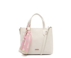 Bolsa Tote Média Lenço Estampado Branca
