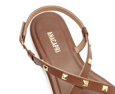 Sandália Rasteira Tachas Marrom