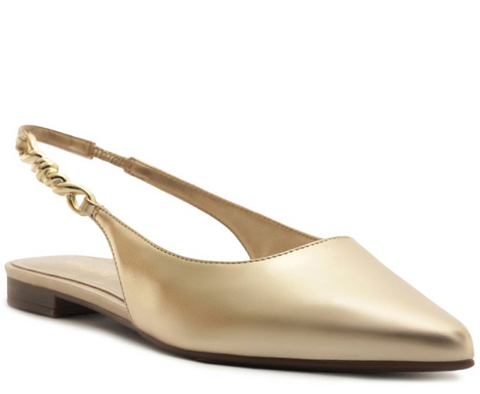 Sapatilha Slingback Bico Fino Dourada