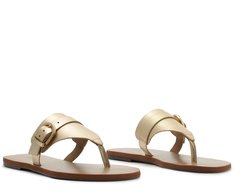 Rasteira Fivela Elise Couro Dourado