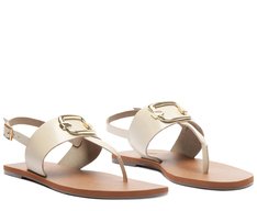 Rasteira Slim Fivela Couro Branca