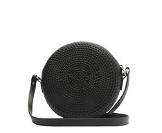 Crossbody Preta Redonda Texturizada