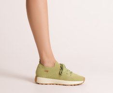 Tênis de Amarrar Knit Verde Lavínia