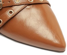 Mule Bico Fino Tiras Marrom