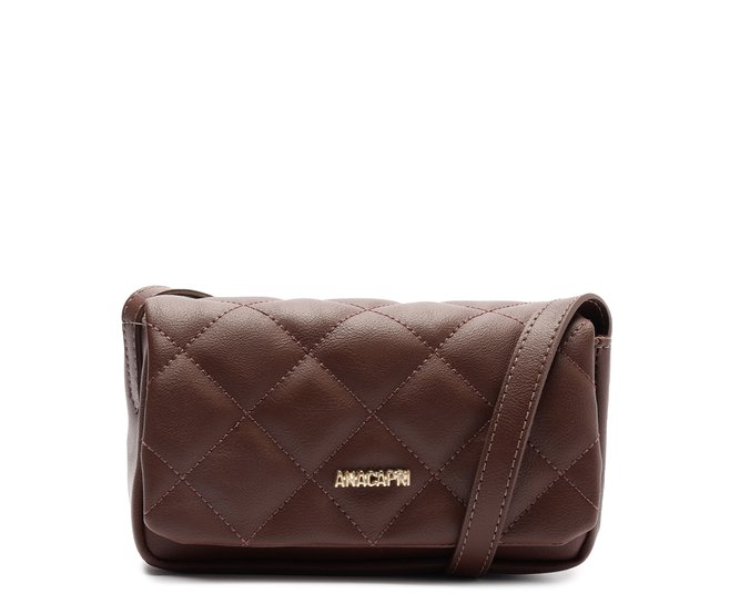 Bolsa Tiracolo Pequena Matelassê Triangular Envelope Marrom
