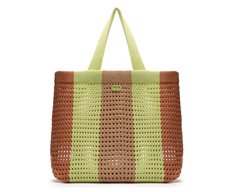Bolsa Shopping Grande Crochê Marrom e Verde