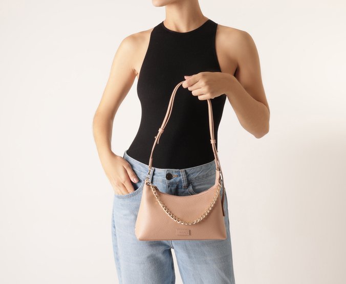 Bolsa Tiracolo Média Casual Corrente  Bege