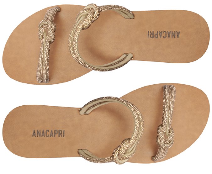 Rasteira Tiras Paralelas Nó Glam Dourada - 39