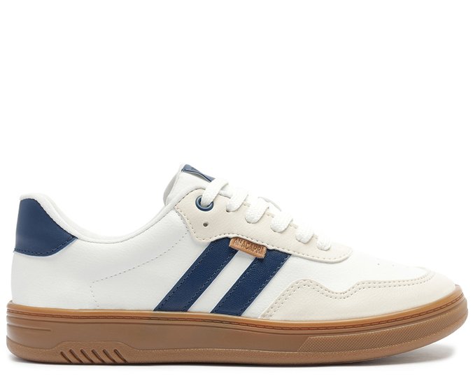 Tênis Listra Dupla Branco e Azul