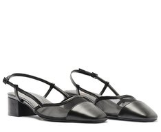 Sapatilha Slingback Tela Transparência Salto Preta