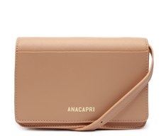 Bolsa Tiracolo Pochete Média Aba Retangular Bege