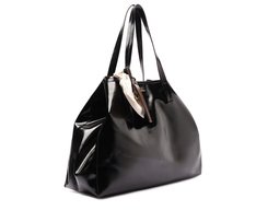 Bolsa Shopping Grande Verniz Porta Cartão Preta