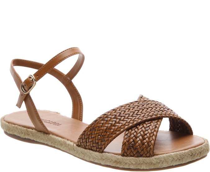 sandália rasteira trança marrom anacapri