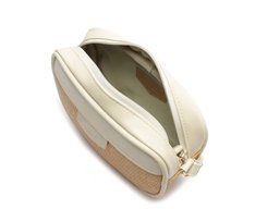 Bolsa Tiracolo Média Raffia Com Lenço Bege