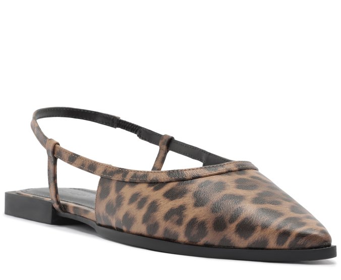 Sapatilha Slingback Bico Fino Animal Print