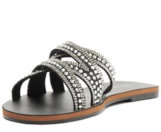 Rasteira Multitiras Glam Hot Fix Preta