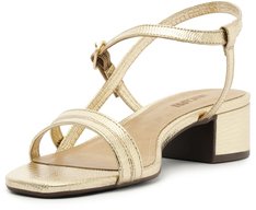 Sandália Salto Bloco Ivory Dourada