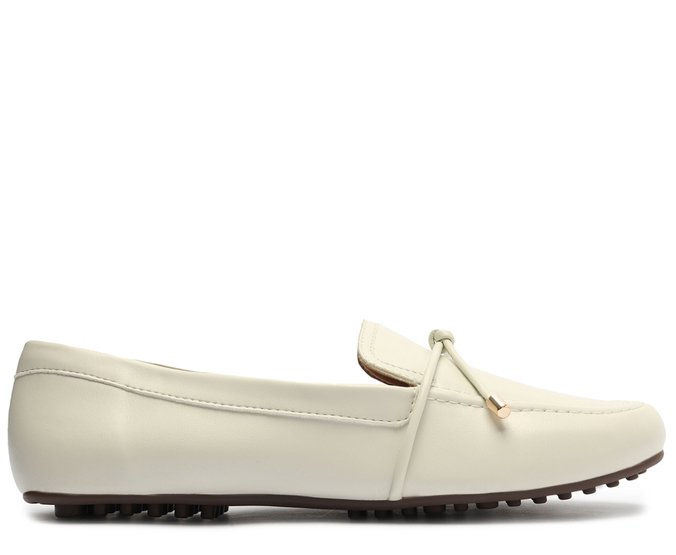 Mocassim Driver Laço Metalizado Branco