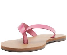 Rasteira Slim Tira Única Couro Rosa