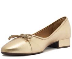 Sapato Salto Bloco Dourado Classy