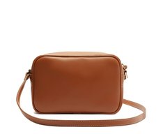 Bolsa Tiracolo Média Costura Ornamental Marrom