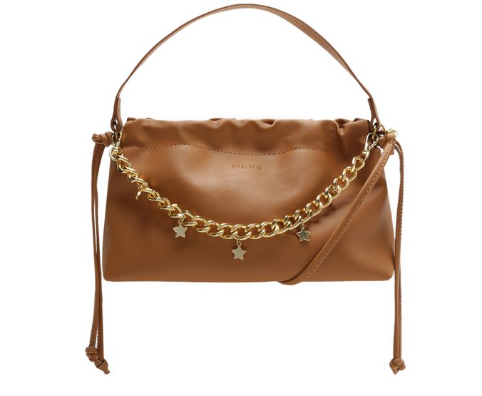 Bolsa Tiracolo Marrom Franzida Média