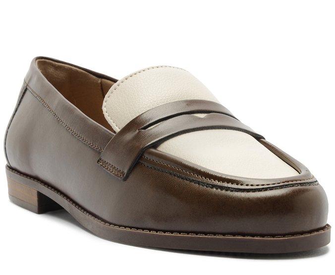 Mocassim Gardena Marrom e Branco Off